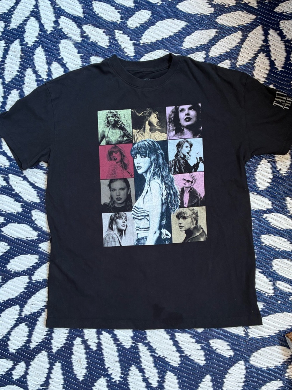 Taylor Swift The Eras Tour Black Short Sleeve Tee with Multicolor Photo Grid